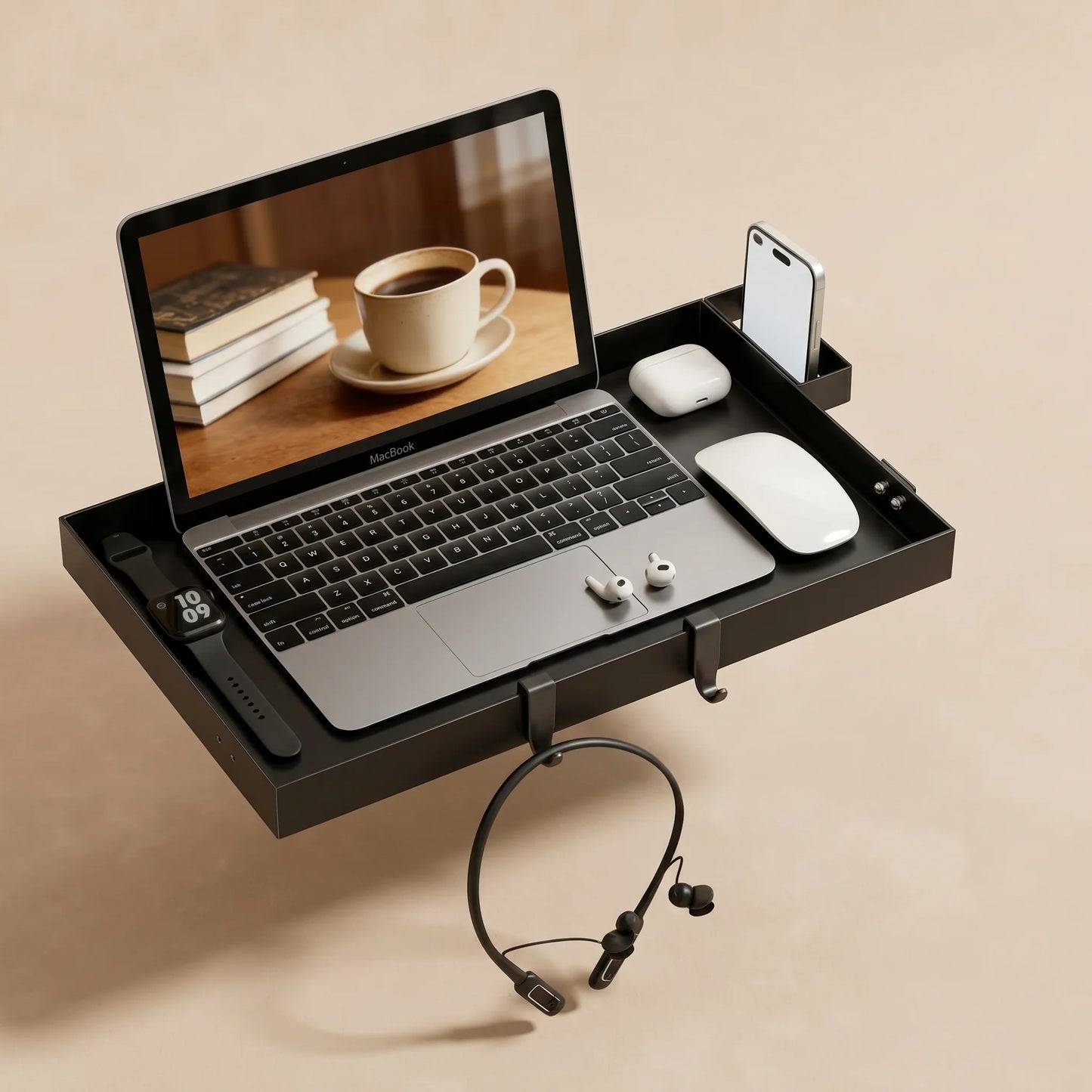 Bedside Tray Clip-On Adjustable Clamp & Cup Holder