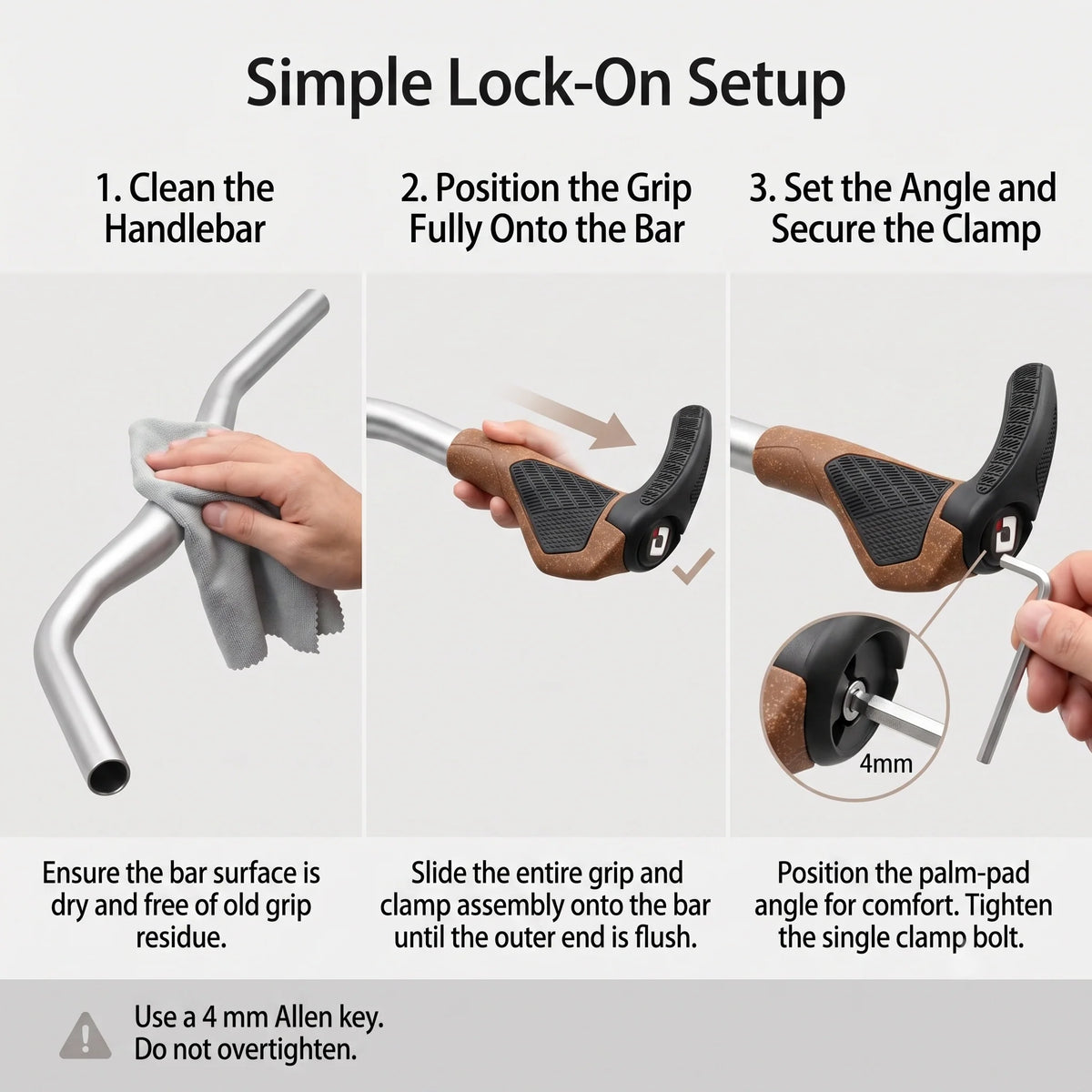 Bicycle Grips Ergonomic Lock-On & Adjustable Bar Ends