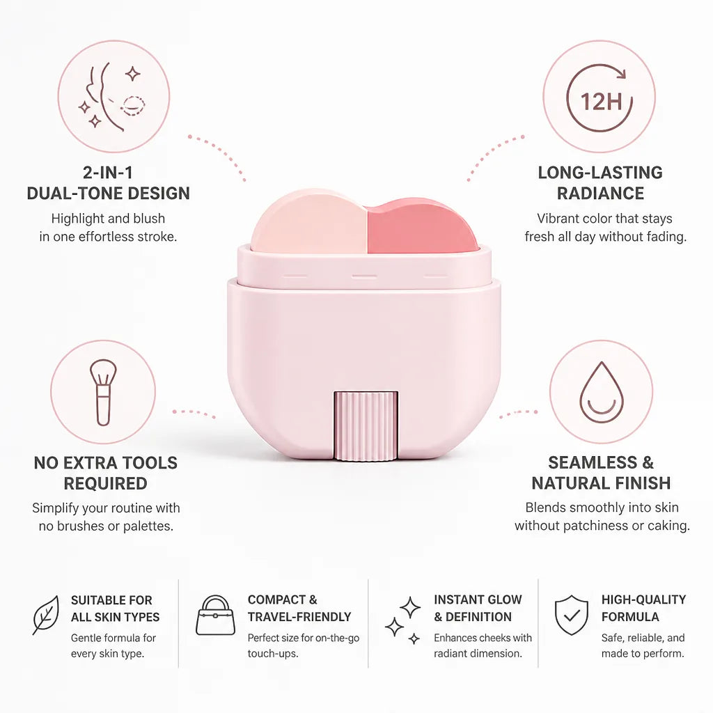 Blush & Highlighter Stick Dual-Tone One-Stroke Sculpting