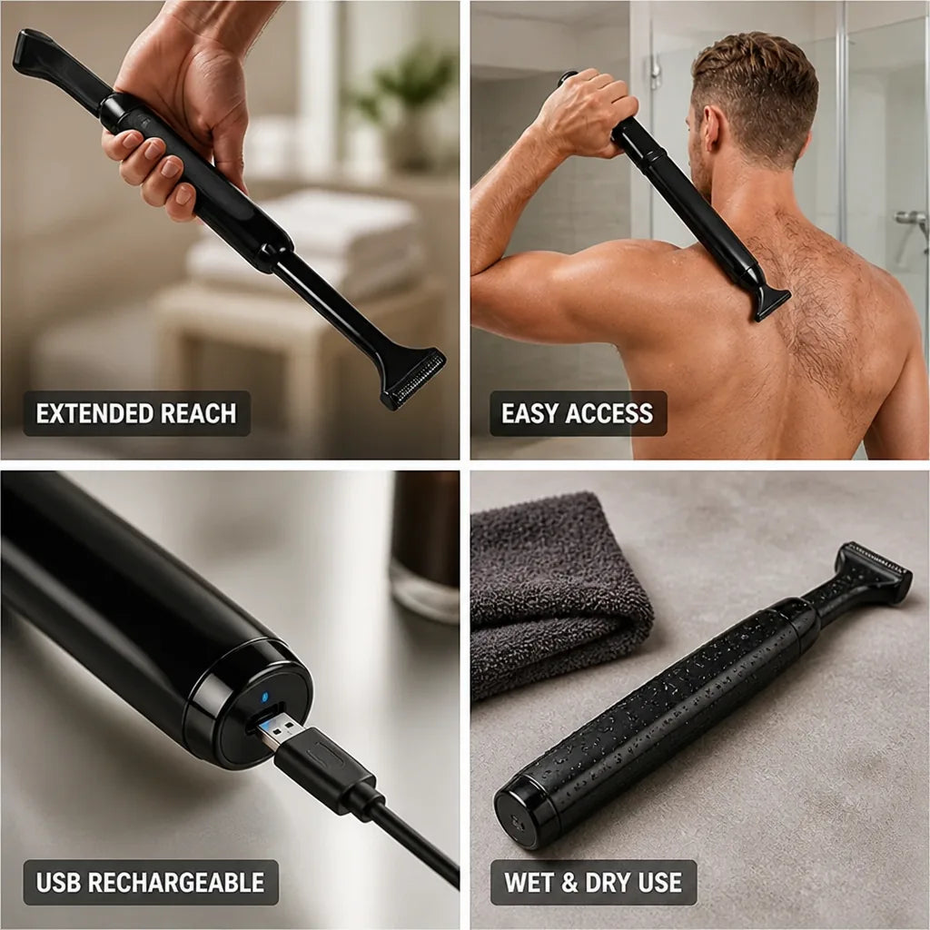 Body & Back Trimmer Extendable Handle USB Rechargeable