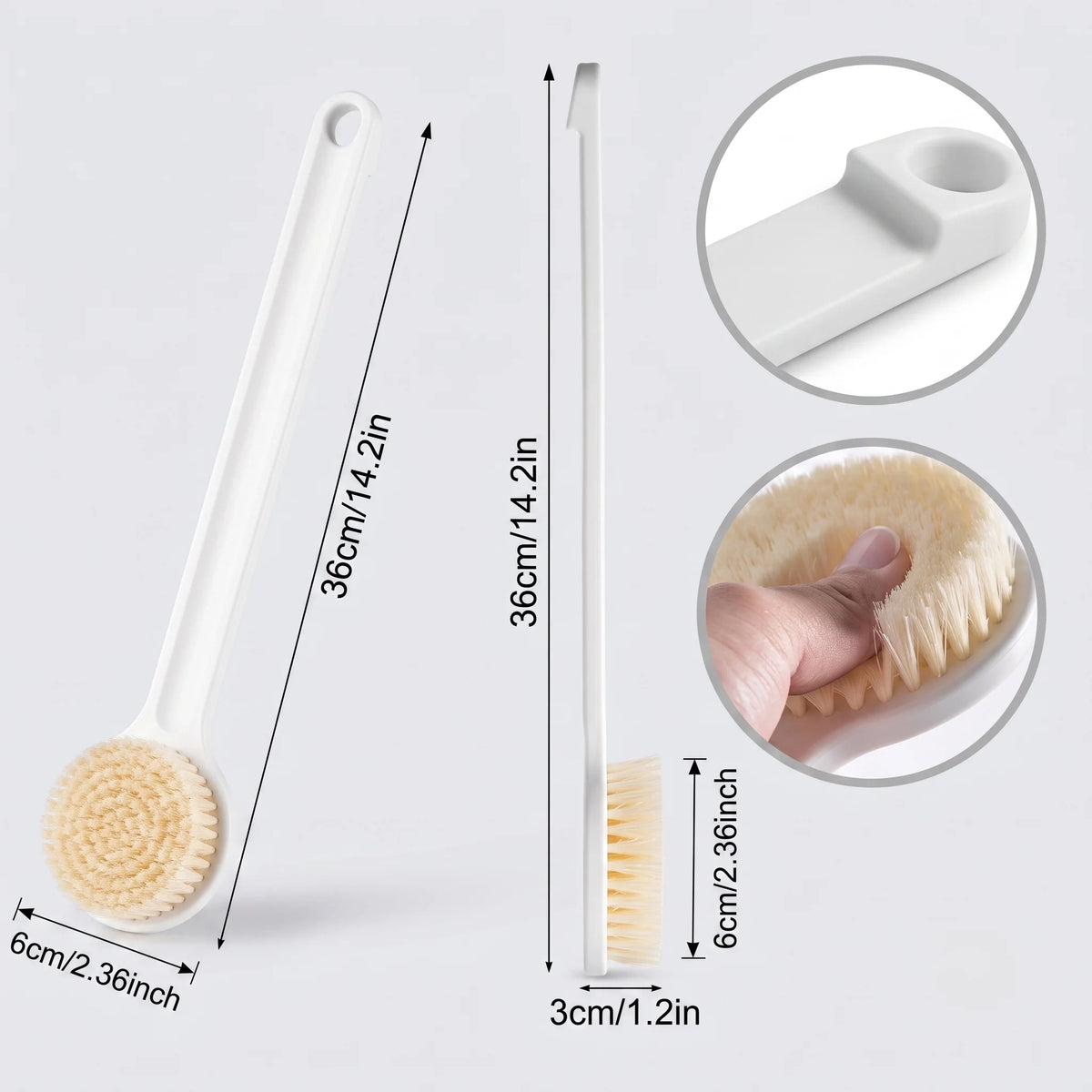 Body Brush Soft Nylon Bristles Ergonomic Handle