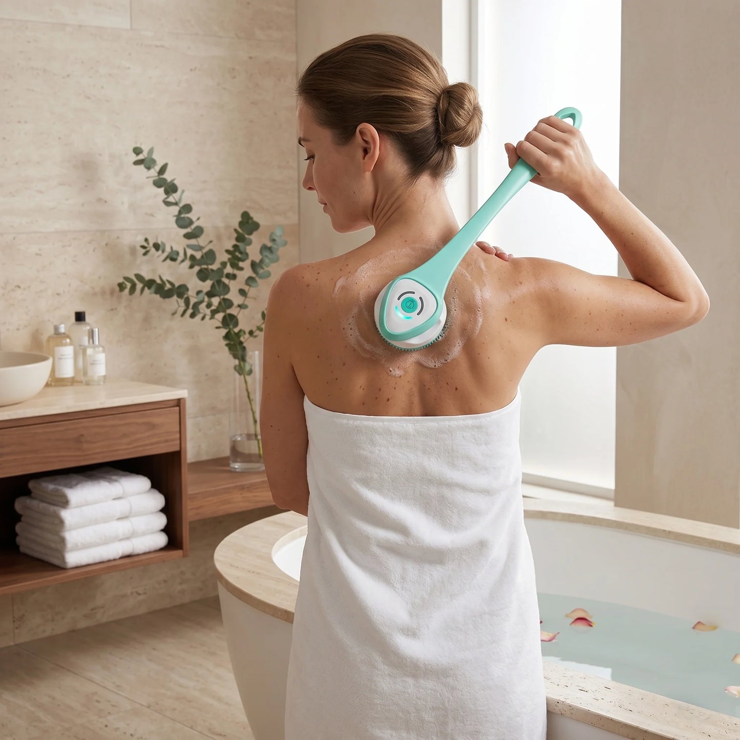 Body Cleansing Brush Electric Long Handle & Detachable Head