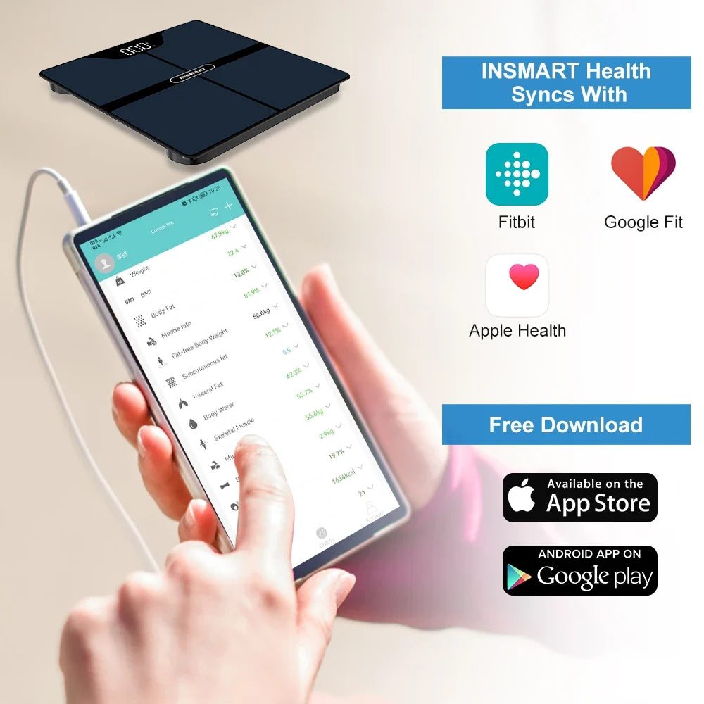 Body Composition Scale 16 Metrics Bluetooth Sync
