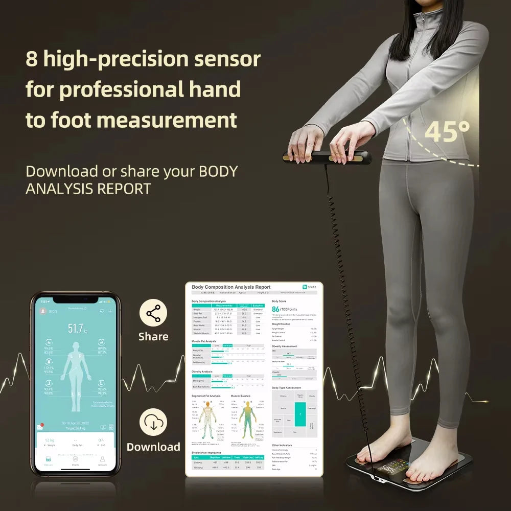Body Composition Scale 8-Electrode Dual-Frequency App Sync & Multi-User