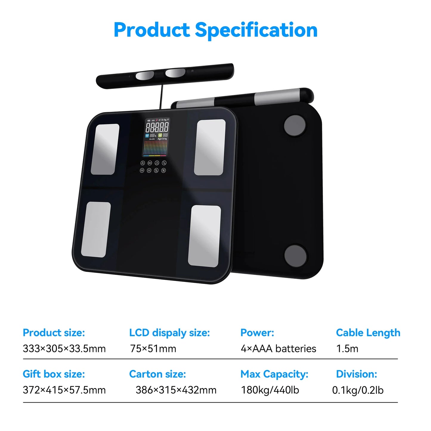 Body Composition Scale 8-Electrode Hand-To-Foot App Sync