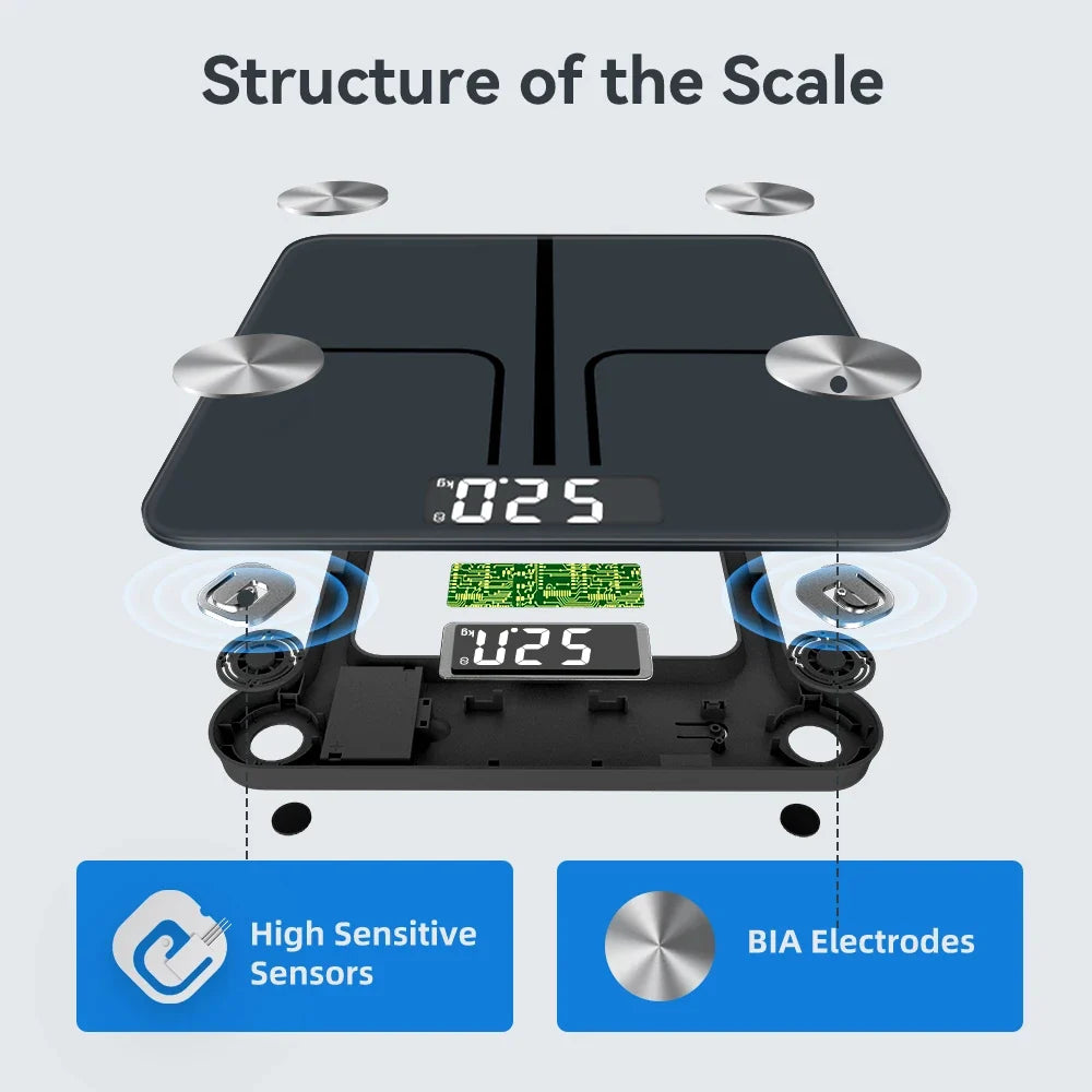 Body Composition Scale Bluetooth App & Multi-User 400 lb