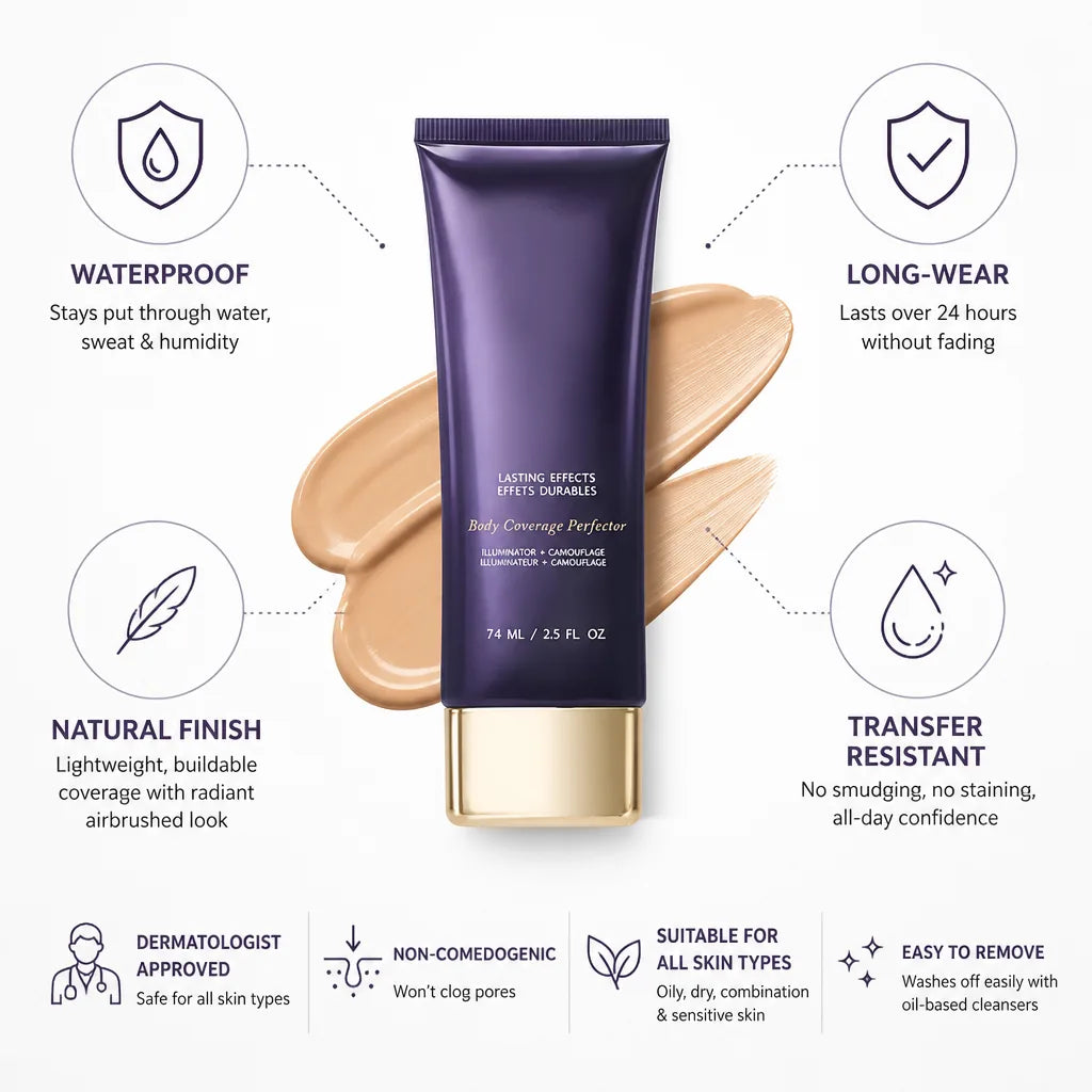 Body Concealer & Illuminator Waterproof Long-Wear Buildable Coverage