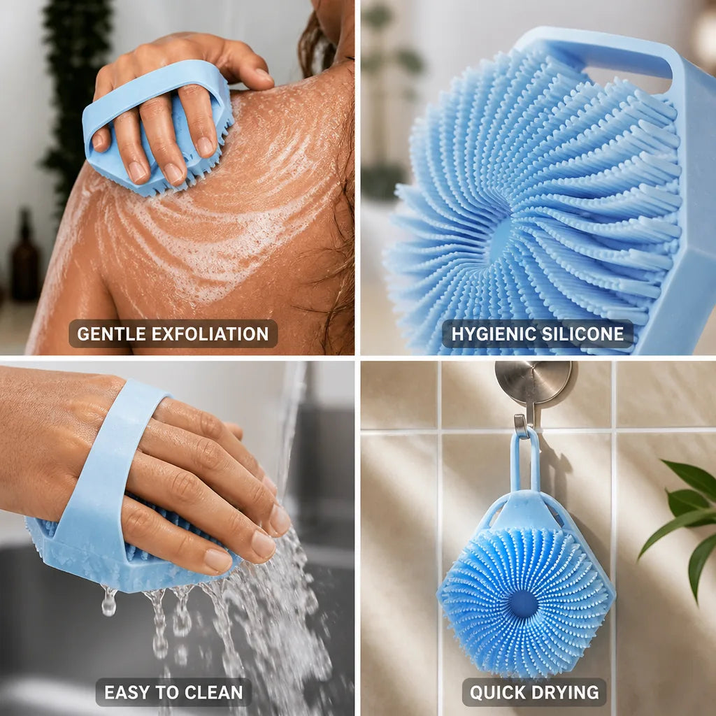 Body Exfoliating Brush Medical-Grade Silicone Washable & Quick-Dry