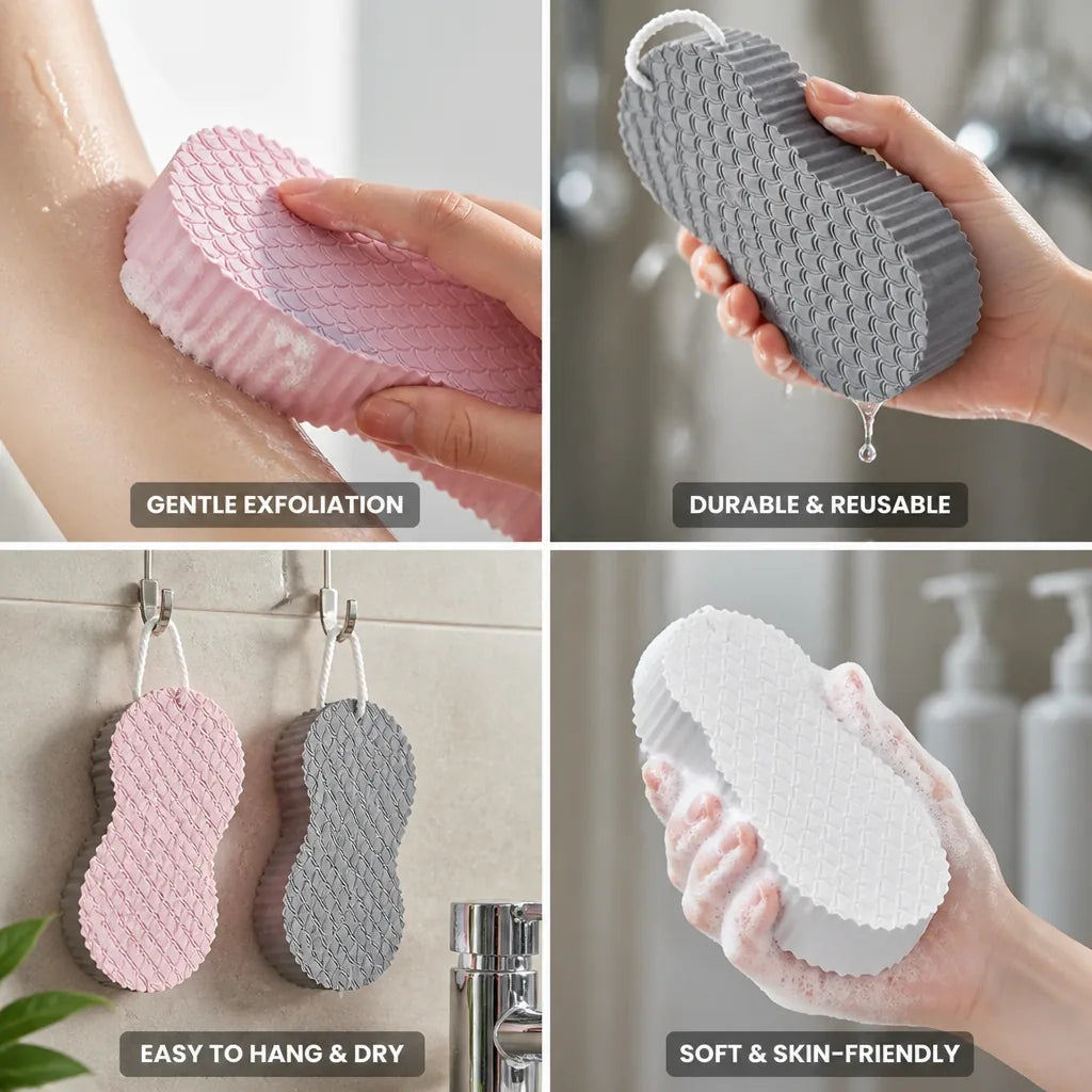 Body Exfoliating Sponge Soft PVA Reusable Hanging Loop