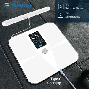 Body Fat Scale 8-Electrode Segmental BIA Full-Color Display