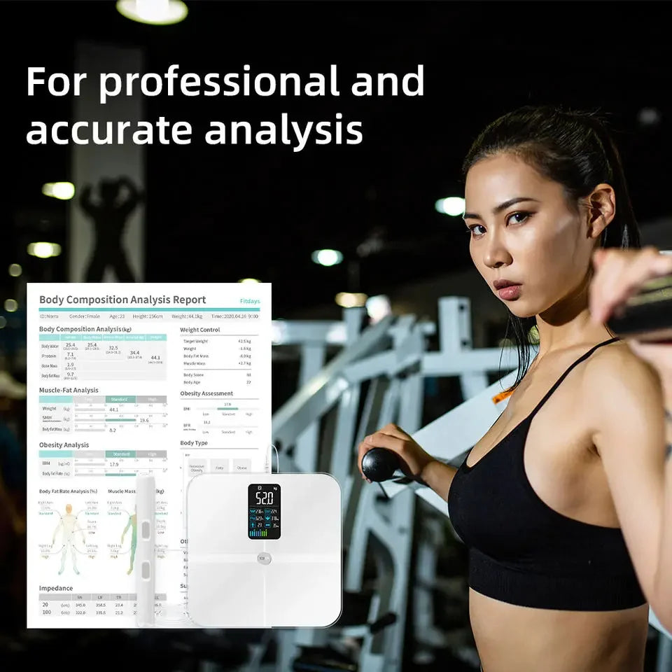 Body Fat Scale 8-Electrode Segmental BIA Full-Color Display