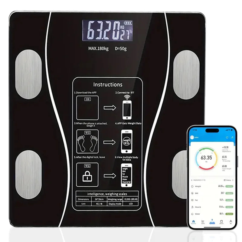Body Fat Scale Bluetooth App Sync 13 Metrics