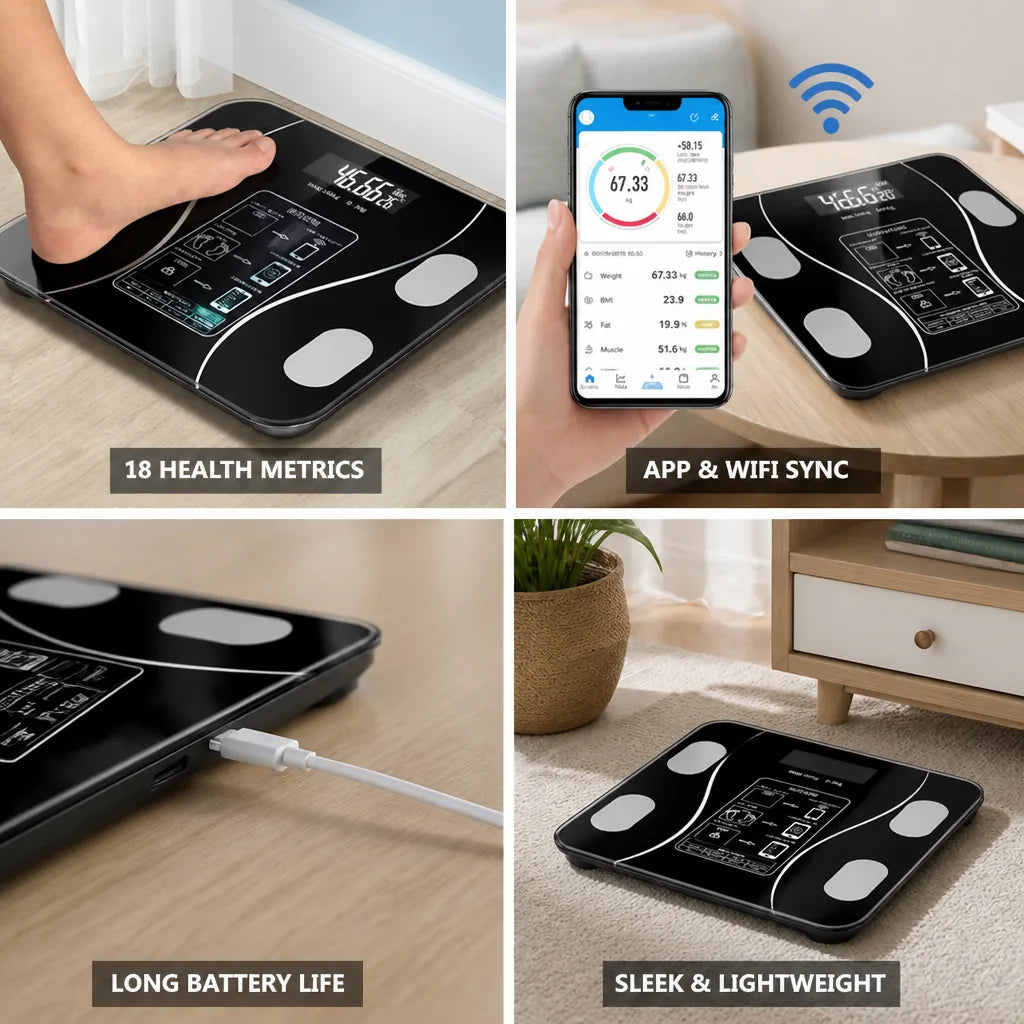 Body Fat Scale Bluetooth & Wi‑Fi 18 Metrics