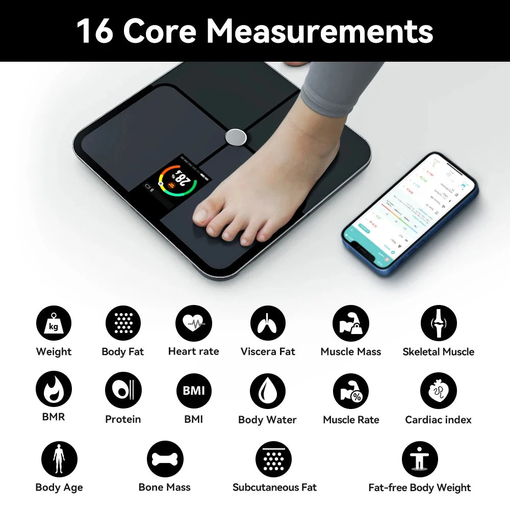 Body Fat Scale Multi-Metric TFT Display & Bluetooth