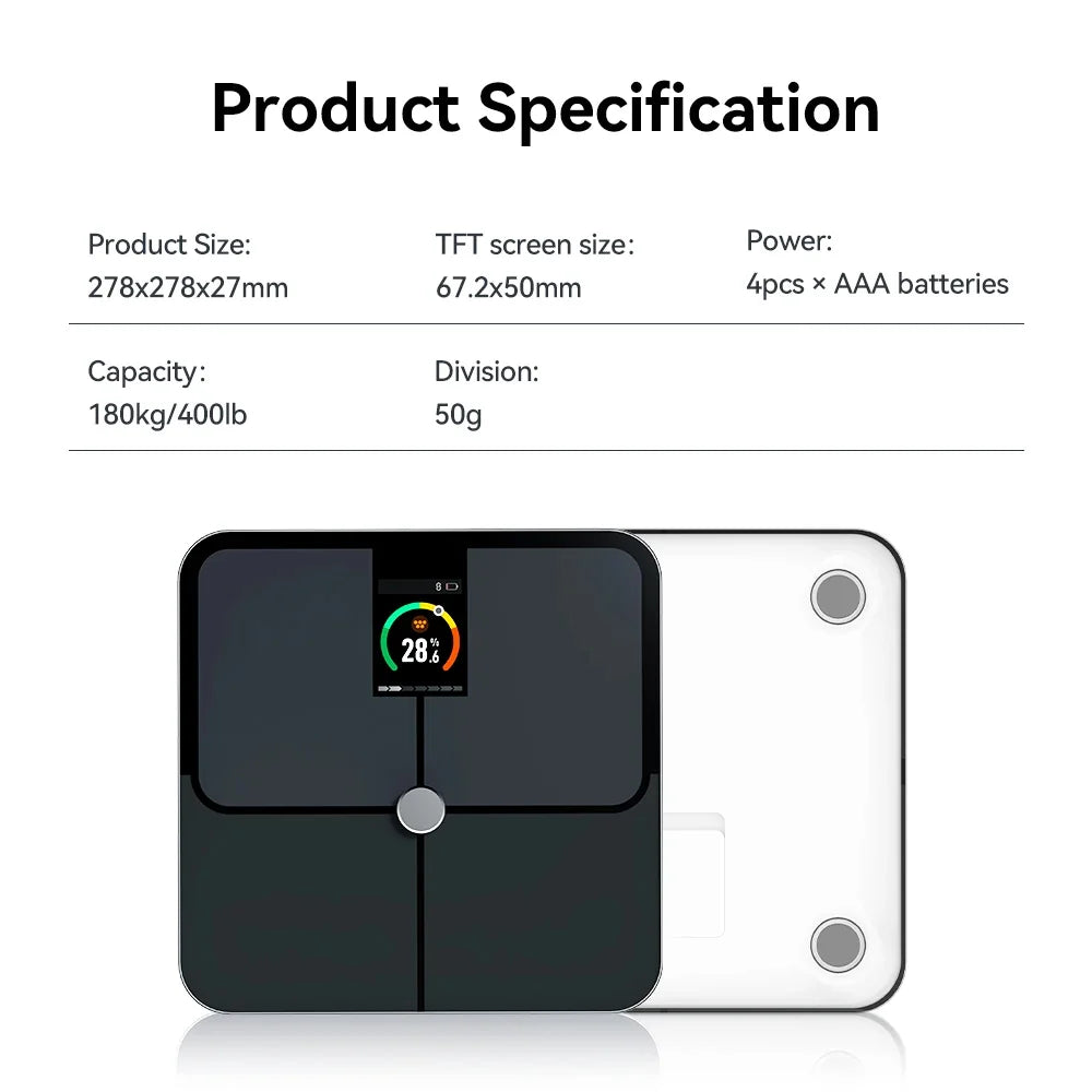Body Fat Scale Multi-Metric TFT Display & Bluetooth