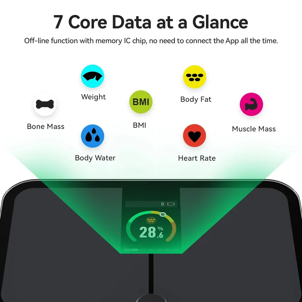 Body Fat Scale Multi-Metric TFT Display & Bluetooth
