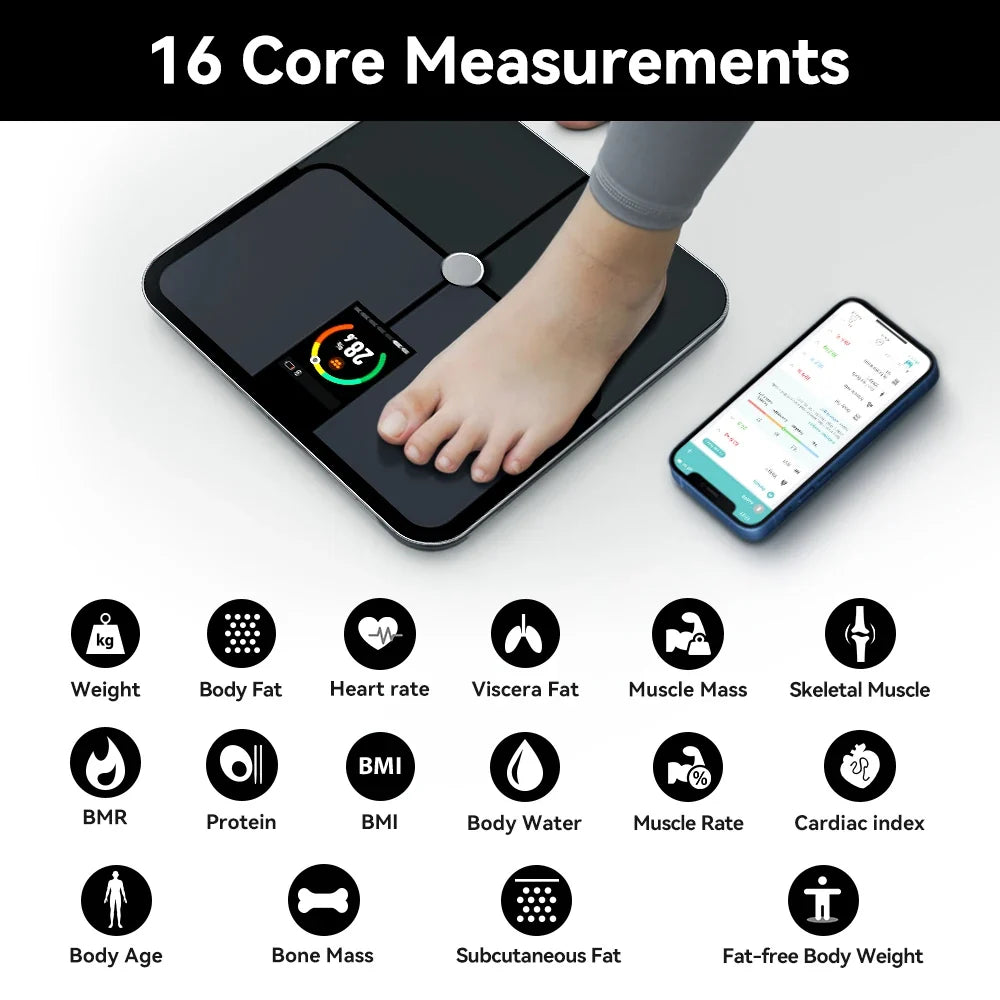 Body Fat Scale Multi-Metric TFT Display & Bluetooth
