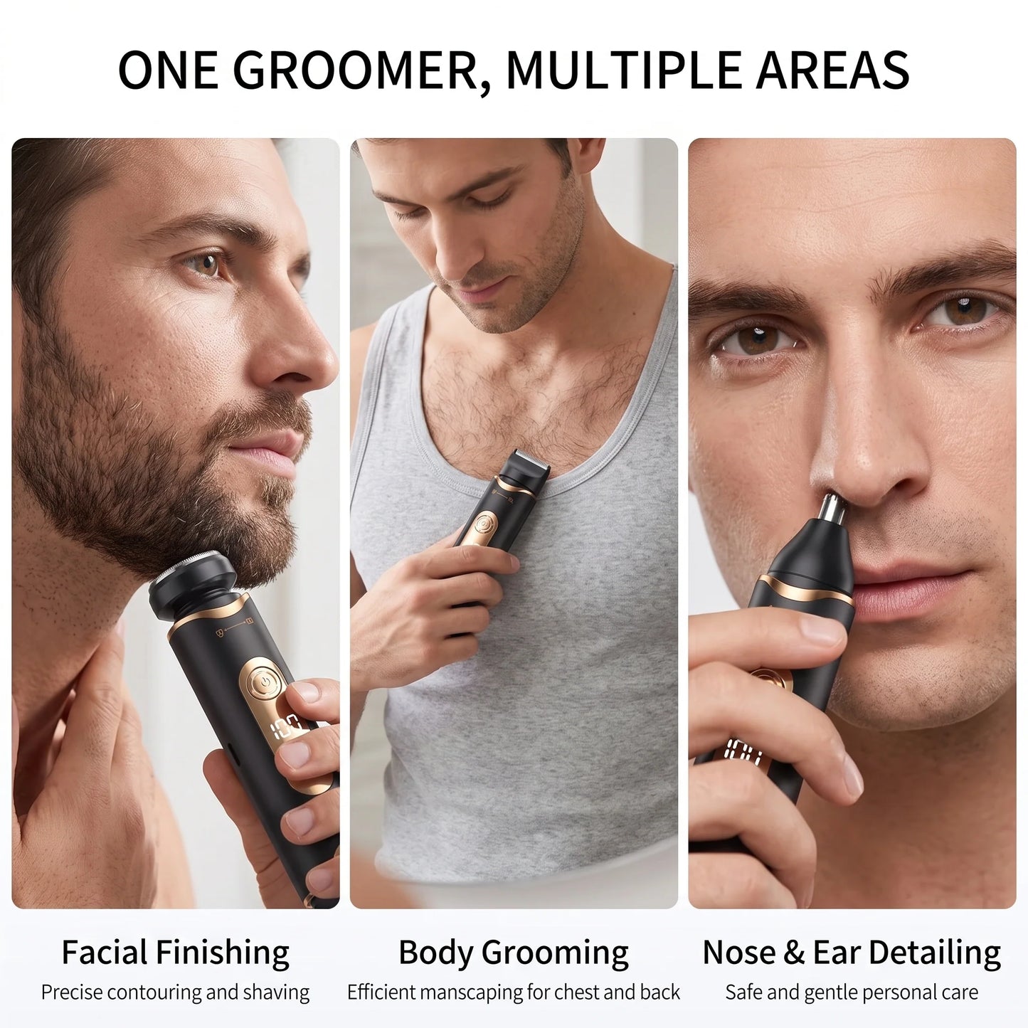 Body Grooming Trimmer 3-in-1 Cordless Stainless Steel Blades