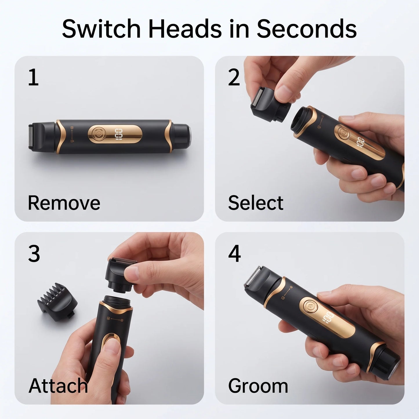 Body Grooming Trimmer 3-in-1 Cordless Stainless Steel Blades