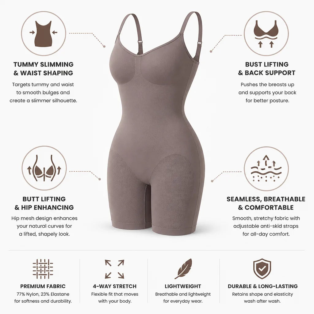 Bodysuit Shaper Seamless High-Waist Tummy Control
