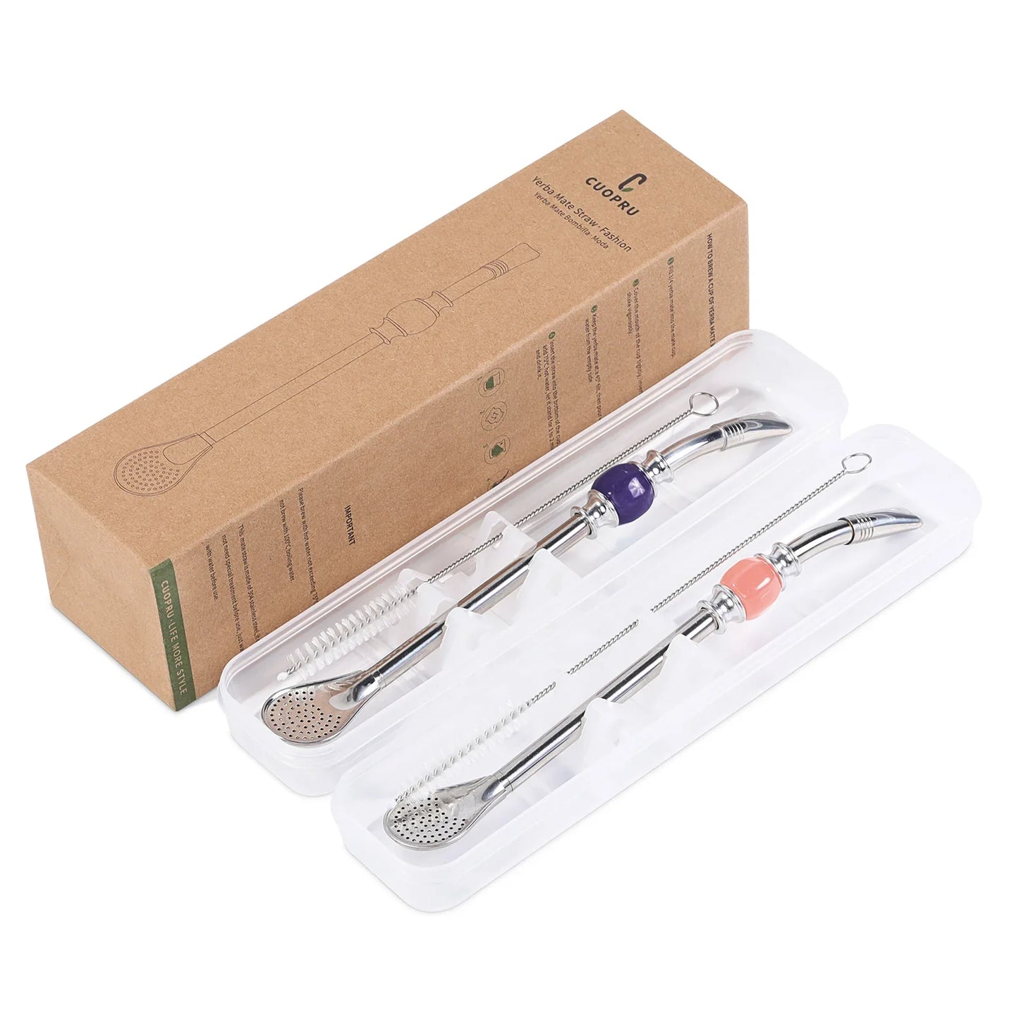 Bombilla Straw Set Stainless Steel Built-In Filter