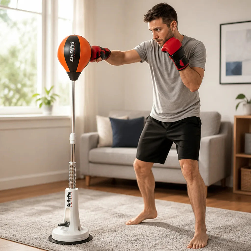 Boxing Set Height-Adjustable Reflex Ball & Gloves