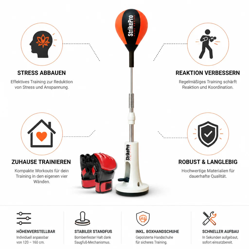 Boxing Set Height-Adjustable Reflex Ball & Gloves