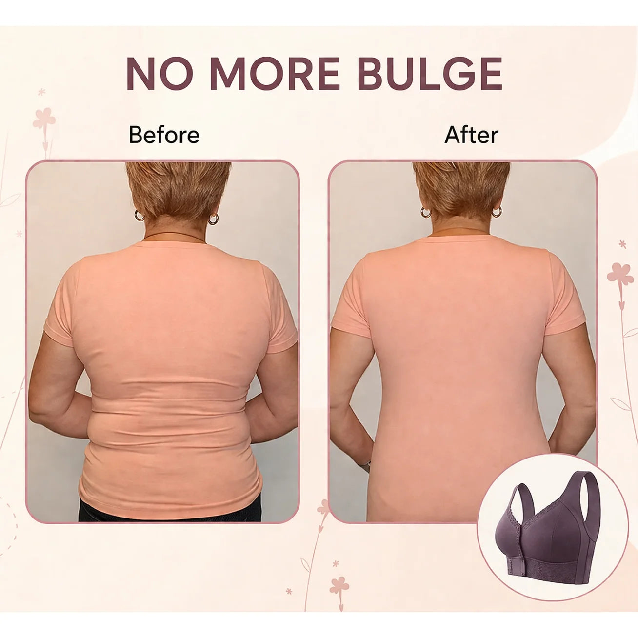 Bra Front Closure Wireless Seamless Molded Cups