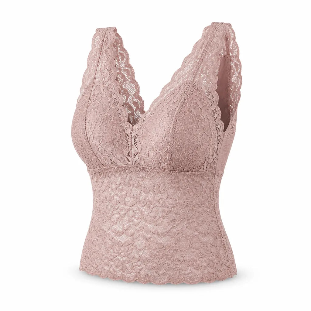 Bra Wireless Lace Tank Top Wide Straps