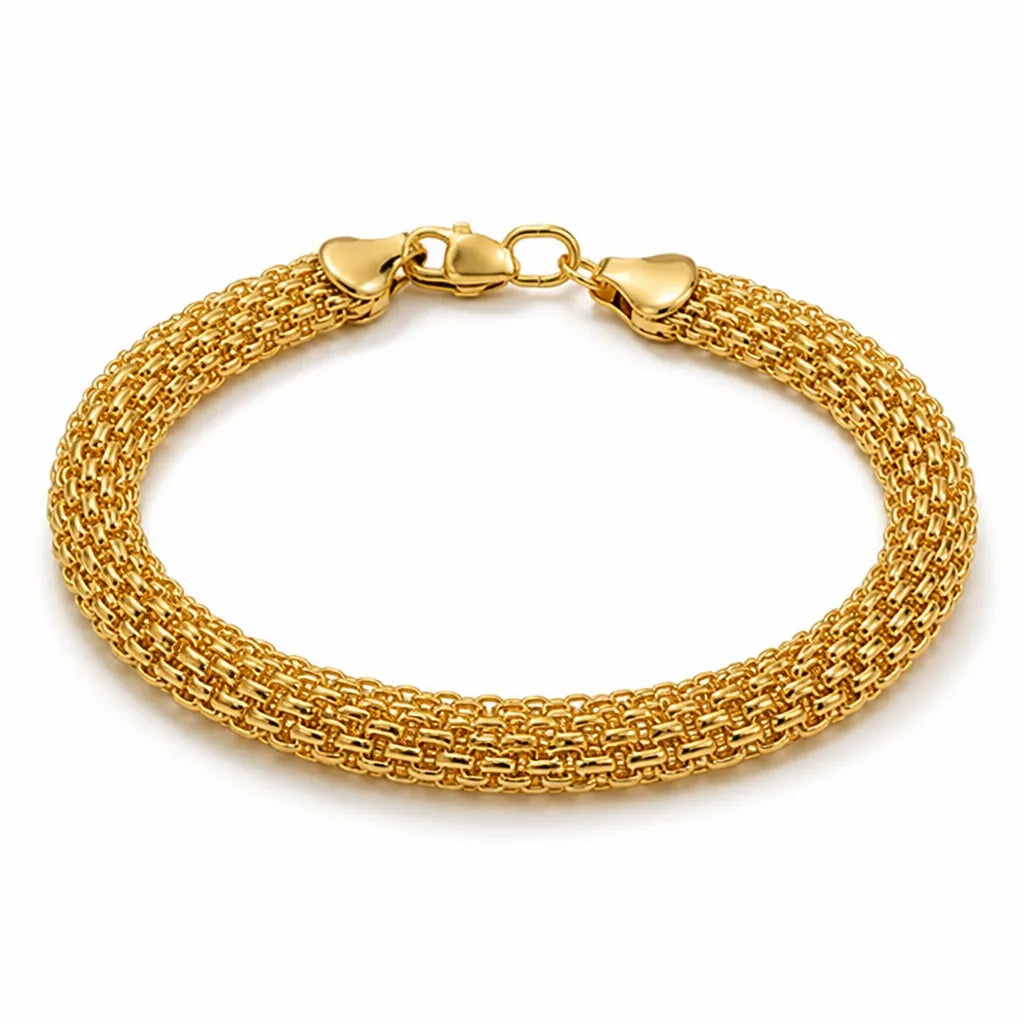 Bracelet 14K Gold-Plated Wide Woven Mesh