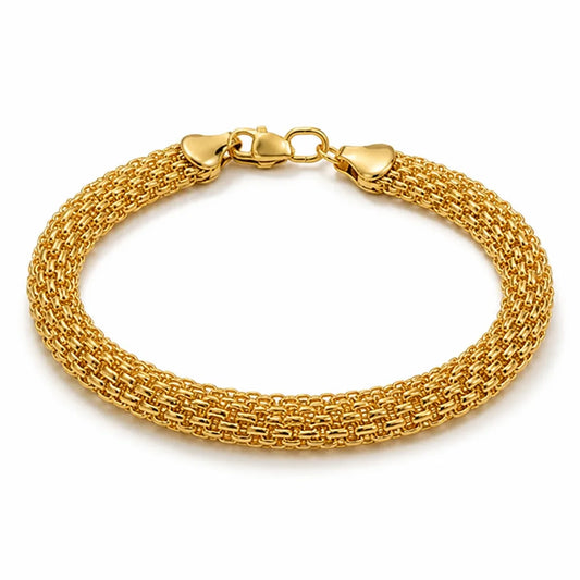 Bracelet 14K Gold-Plated Wide Woven Mesh