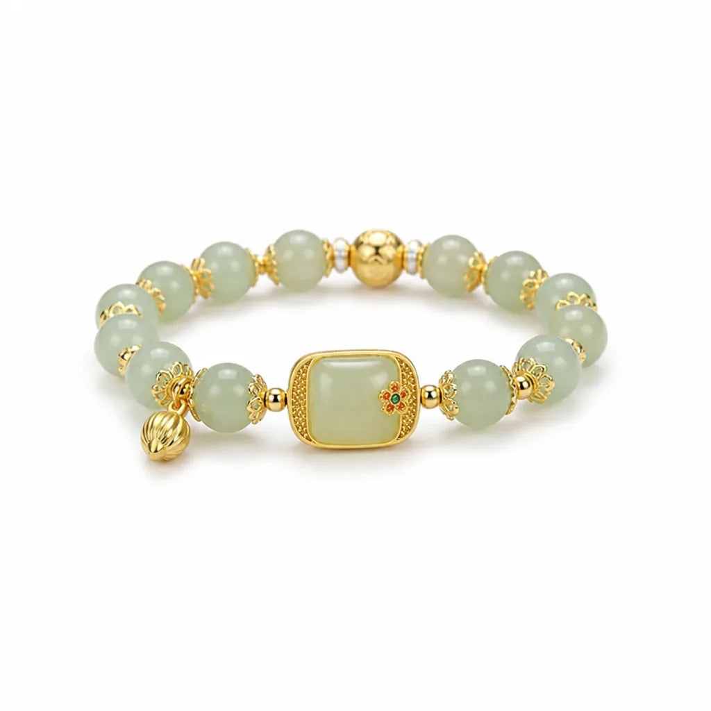 Bracelet Hotan Jade Vintage 8mm Beads Gift Ready