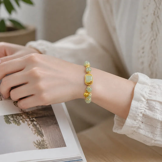 Bracelet Hotan Jade Vintage 8mm Beads Gift Ready
