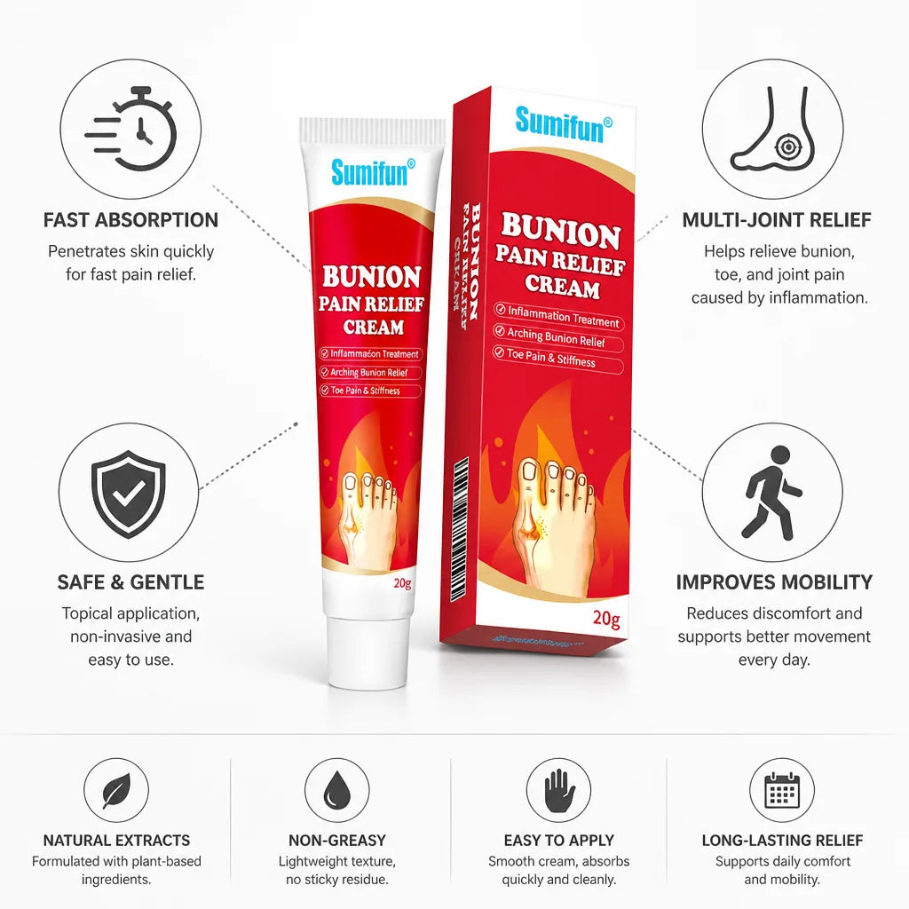 Bunion Relief Cream Fast-Absorbing Topical Pain Relief 20g
