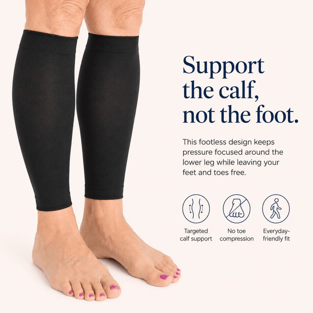 Calf Compression Sleeves Footless 23-32 mmHg Low-Profile