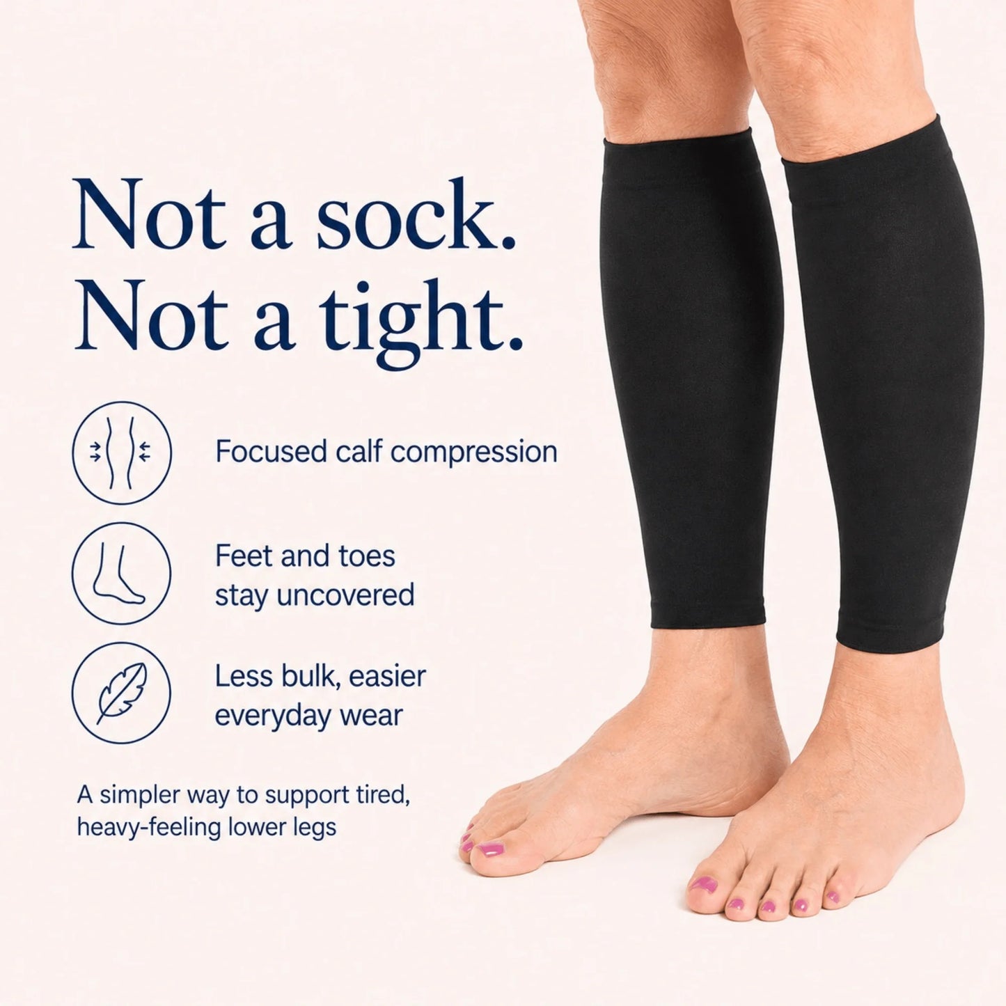 Calf Compression Sleeves Footless 23-32 mmHg Low-Profile