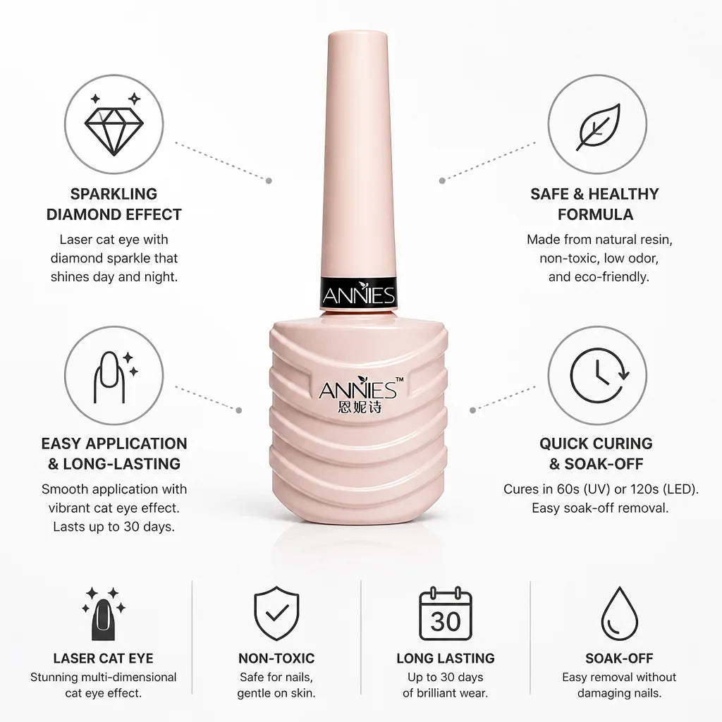 Cat Eye Gel Polish Laser Diamond Sparkle Soak-Off UV/LED