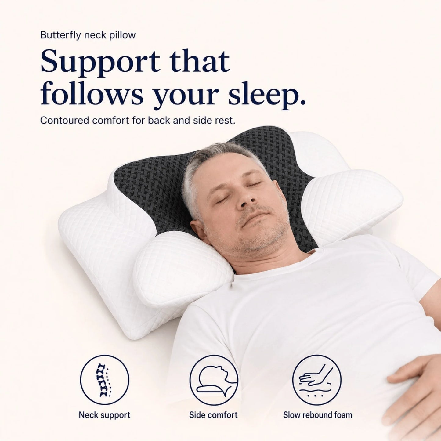 Cervical Memory Foam Pillow Butterfly Contour Adjustable Height