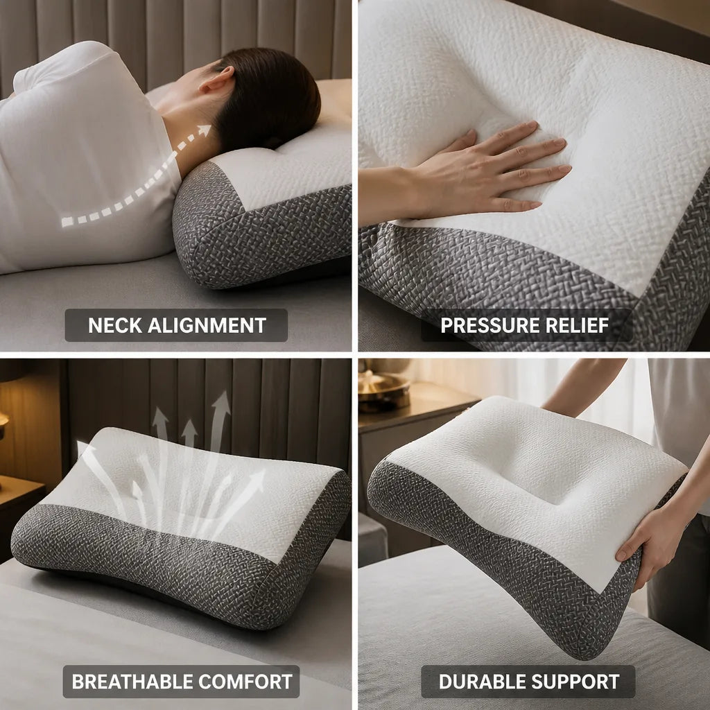 Cervical Pillow Ergonomic Contour & Breathable Neck Support