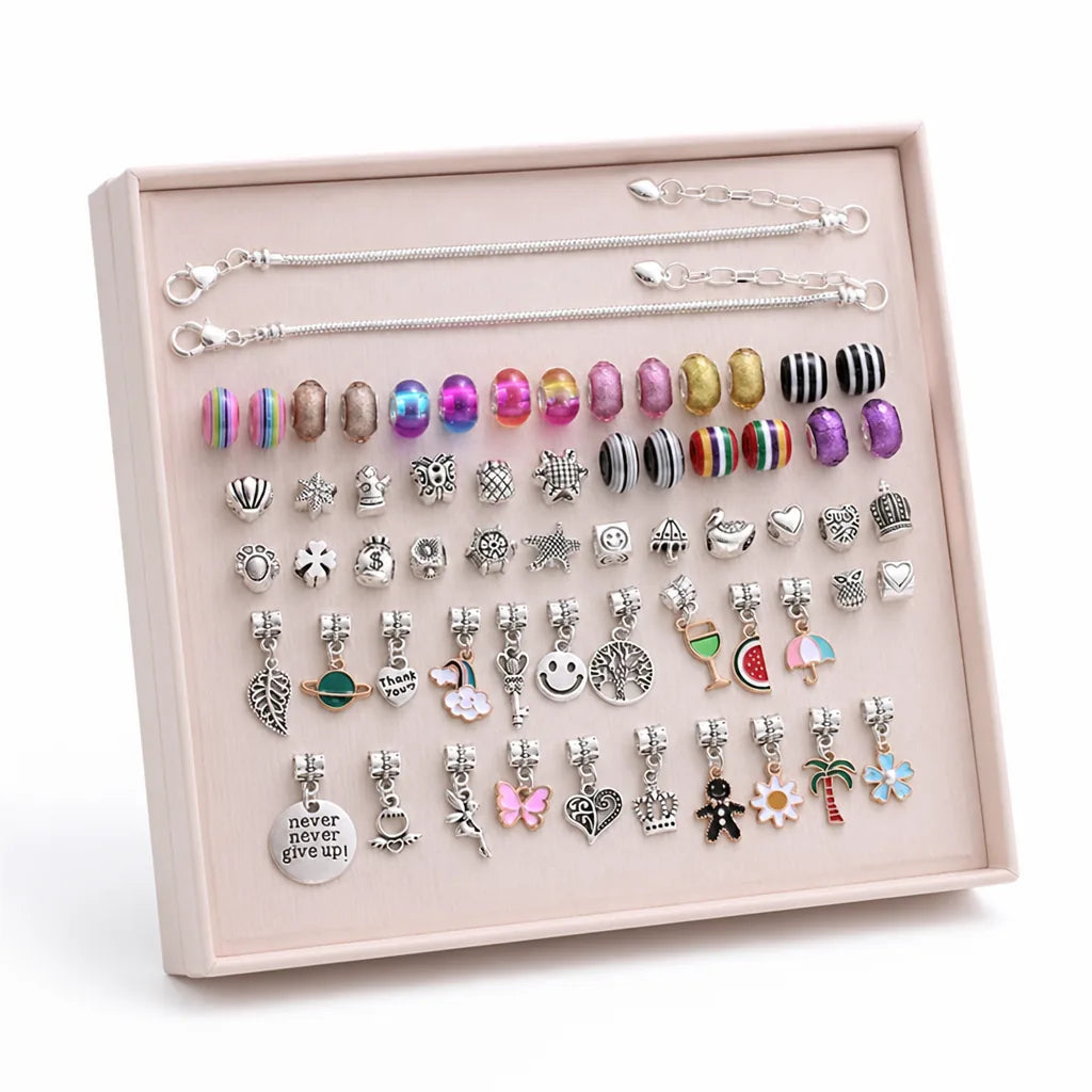 Charm Bracelet Set Snake Chain Interchangeable Beads