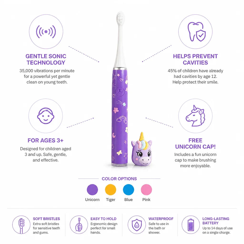 Children's Electric Toothbrush Gentle Sonic Color Options