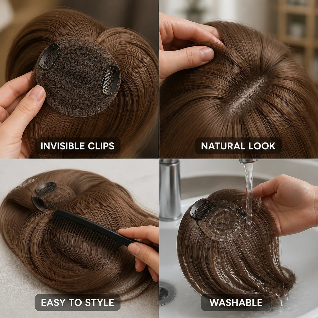Clip-In Hair Extensions Invisible Clips & Natural-Look Fibers