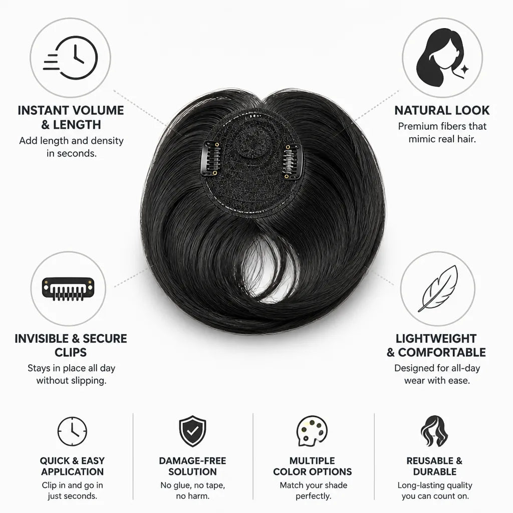 Clip-In Hair Extensions Invisible Clips & Natural-Look Fibers
