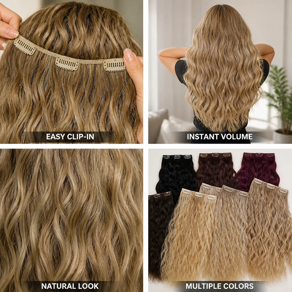 Clip-In Hair Extensions Wavy Natural Multiple Colors