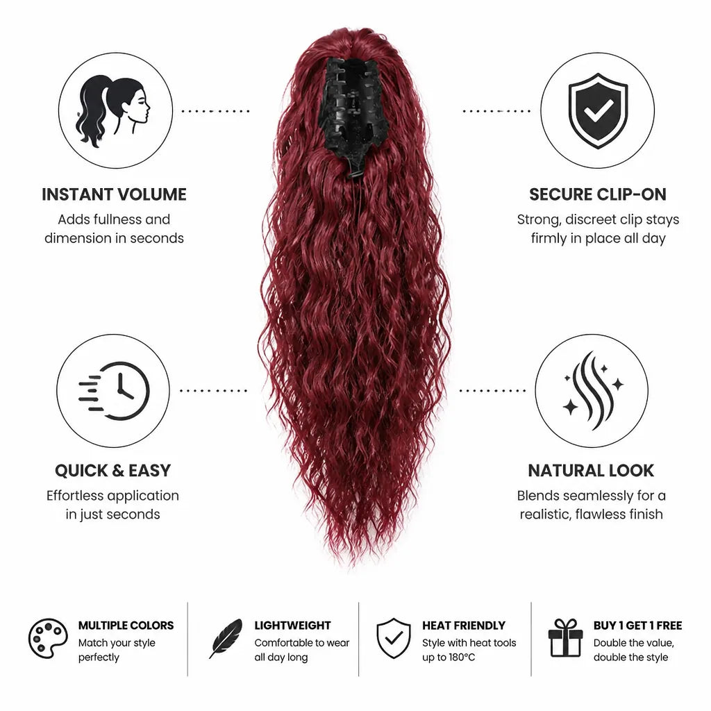 Clip-In Ponytail Extension Instant Volume Natural-Looking
