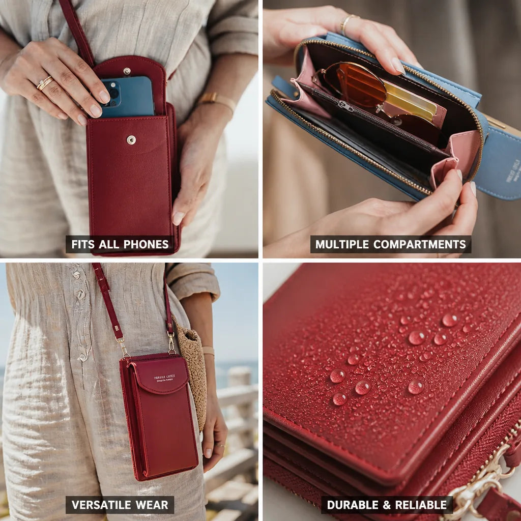 Clutch Wallet Vegan Leather Wristlet & Crossbody