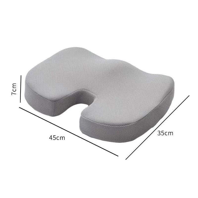Coccyx Seat Cushion Memory Foam U-Shaped Cut-Out Washable Cover