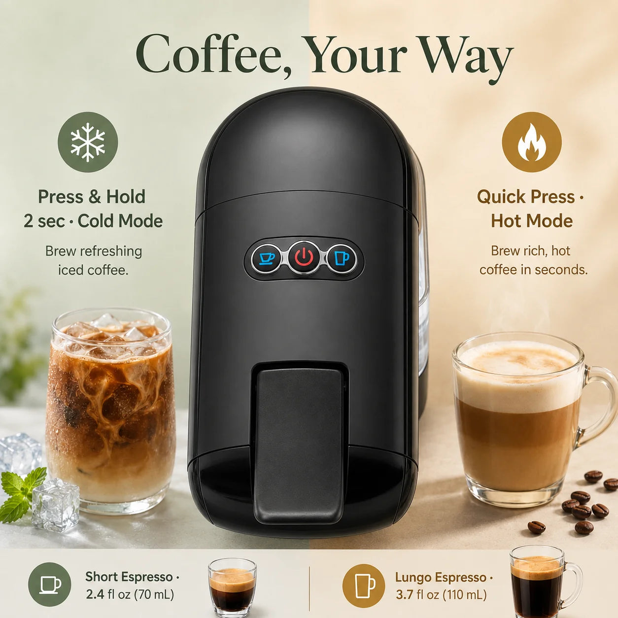 Coffee & Espresso Maker 4-in-1 Hot & Cold Modes
