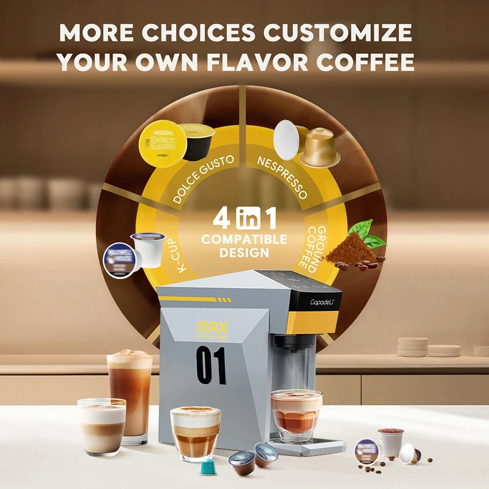Coffee Maker 4-In-1 Pods & Ground Coffee 19-Bar