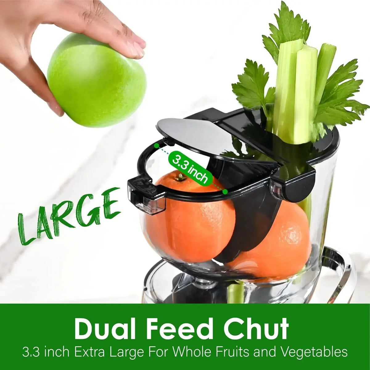 Cold Press Juicer Slow Masticating 3.27-Inch Wide Chute BPA-Free